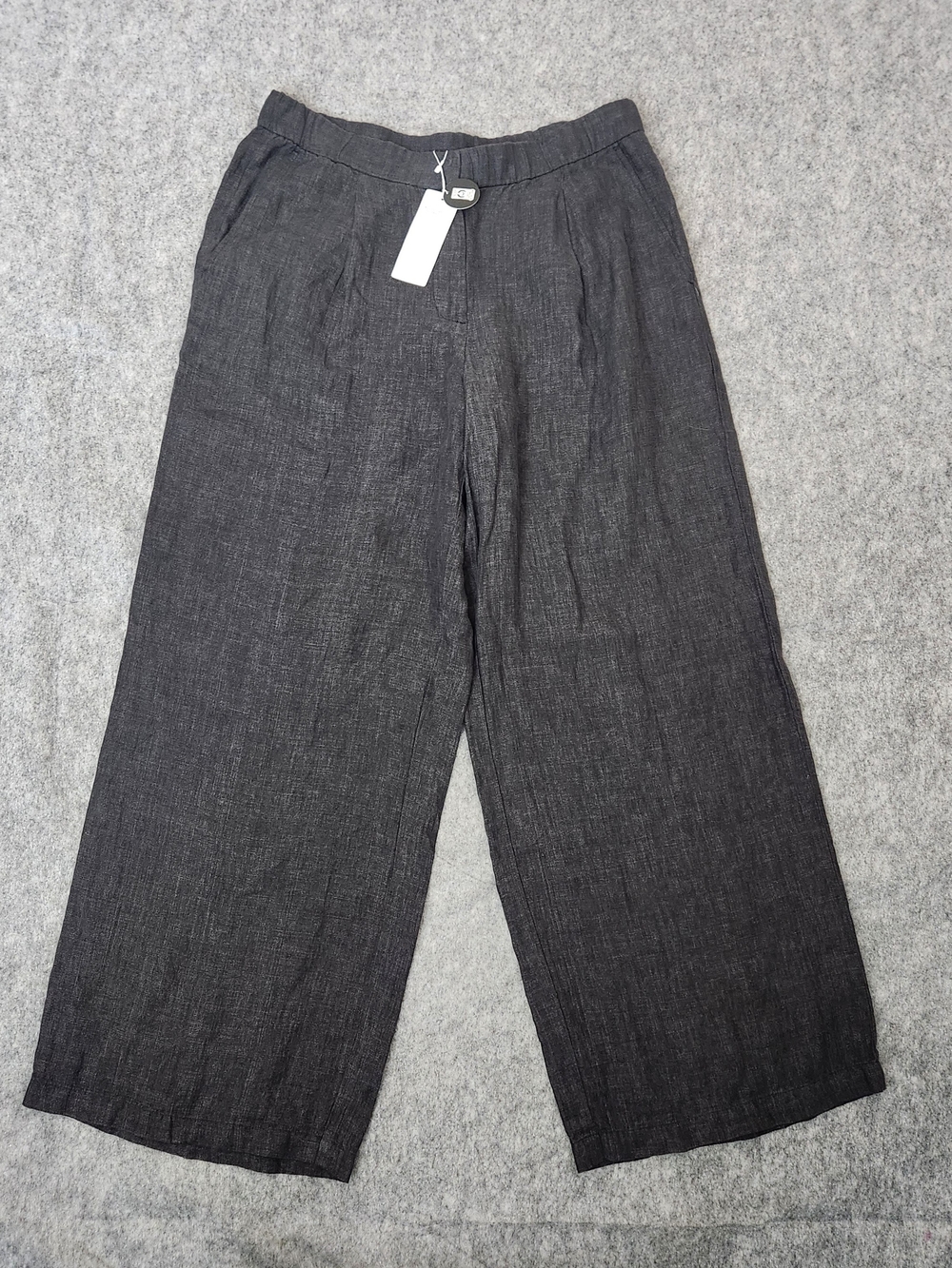 NWT Eileen Fisher 100% Linen Wide Leg Pants Women's M Gray Career Resort Casual